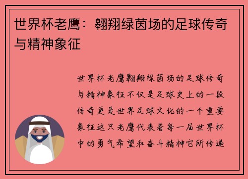 世界杯老鹰：翱翔绿茵场的足球传奇与精神象征